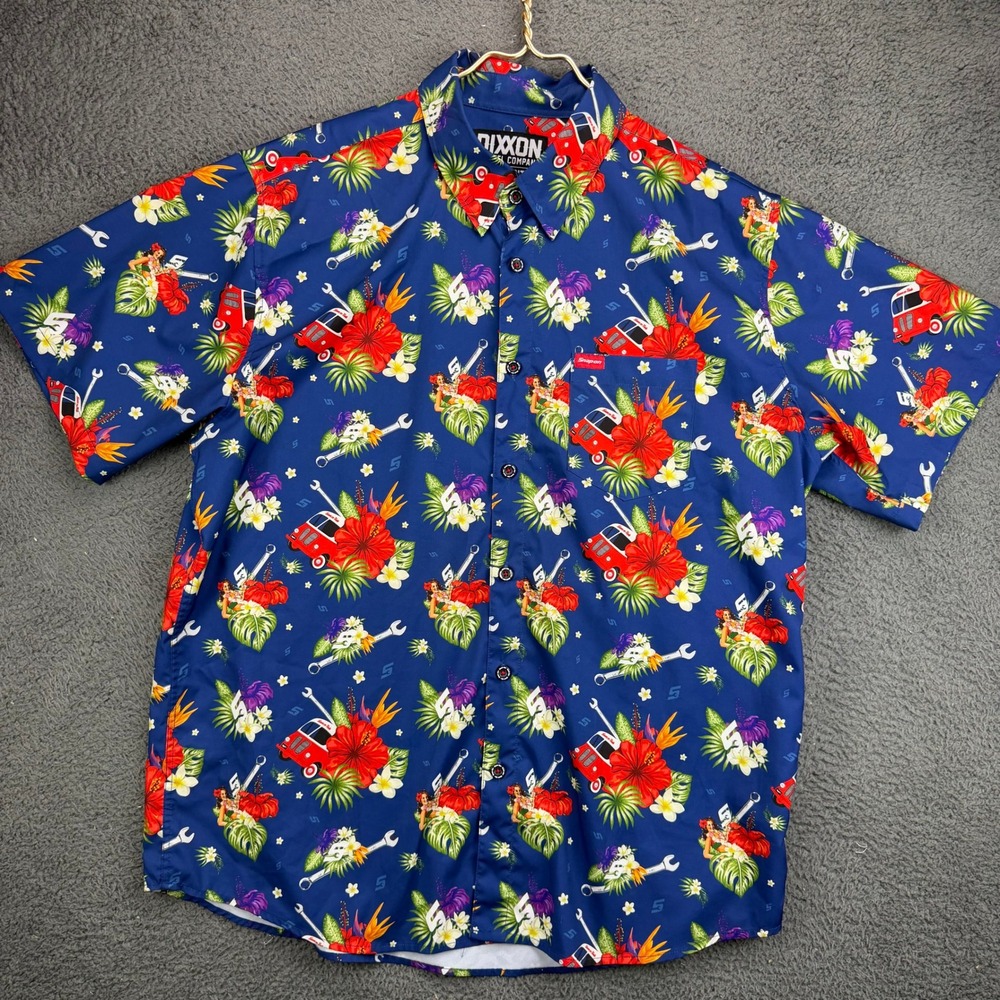 Dixxon Flannel Co Snap-On Limited Edition Pinup Tropical Shirt Blue Mens XL